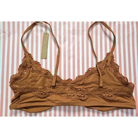SKIMS Fits Everybody Lace Scoop Bralette Bronze 2X Lingerie Top New - Picture 3 of 4